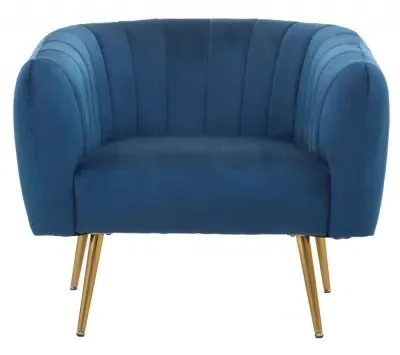 Larissa Accent Chair - Blue, Velvet