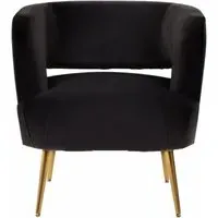 Larissa Accent Chair with Gold Metal Legs - Black, Velvet