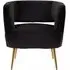 Larissa Accent Chair with Gold Metal Legs - Black, Velvet