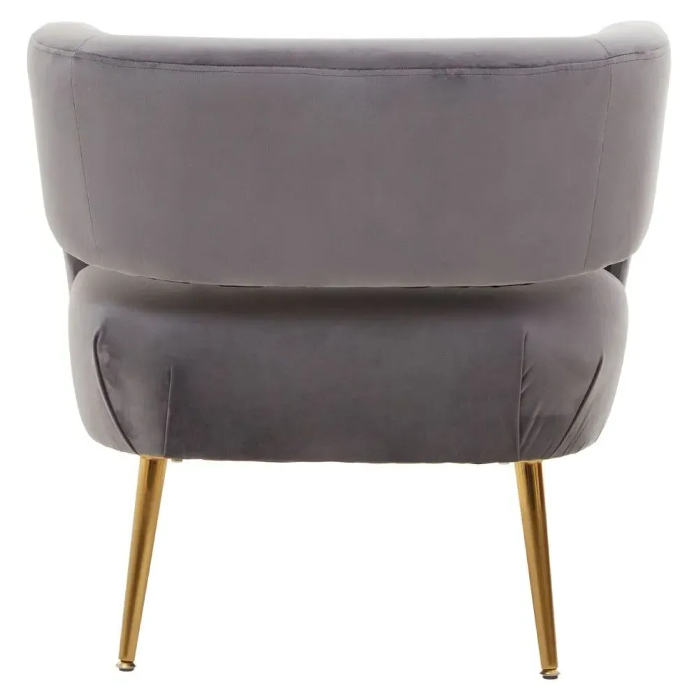 Larissa Accent Chair with Metal Legs - Grey, Velvet