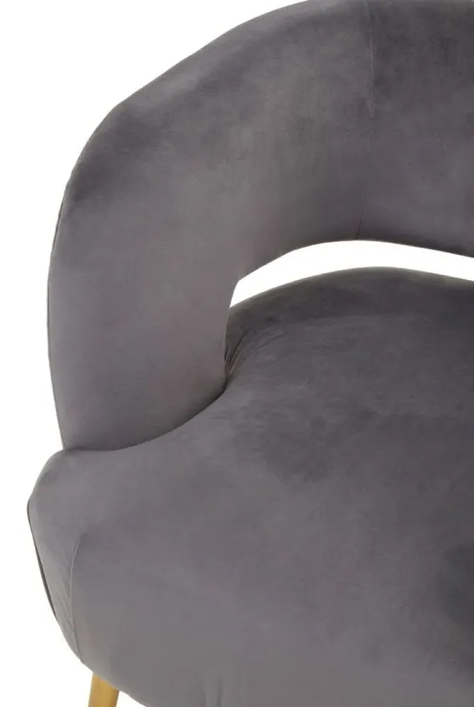 Larissa Accent Chair with Metal Legs - Grey, Velvet