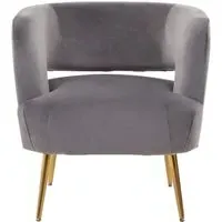 Larissa Accent Chair with Metal Legs - Grey, Velvet