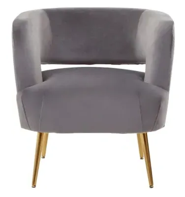 Larissa Accent Chair with Metal Legs - Grey, Velvet