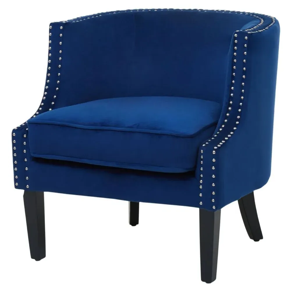 Larissa Studded Accent Chair - Blue, Velvet