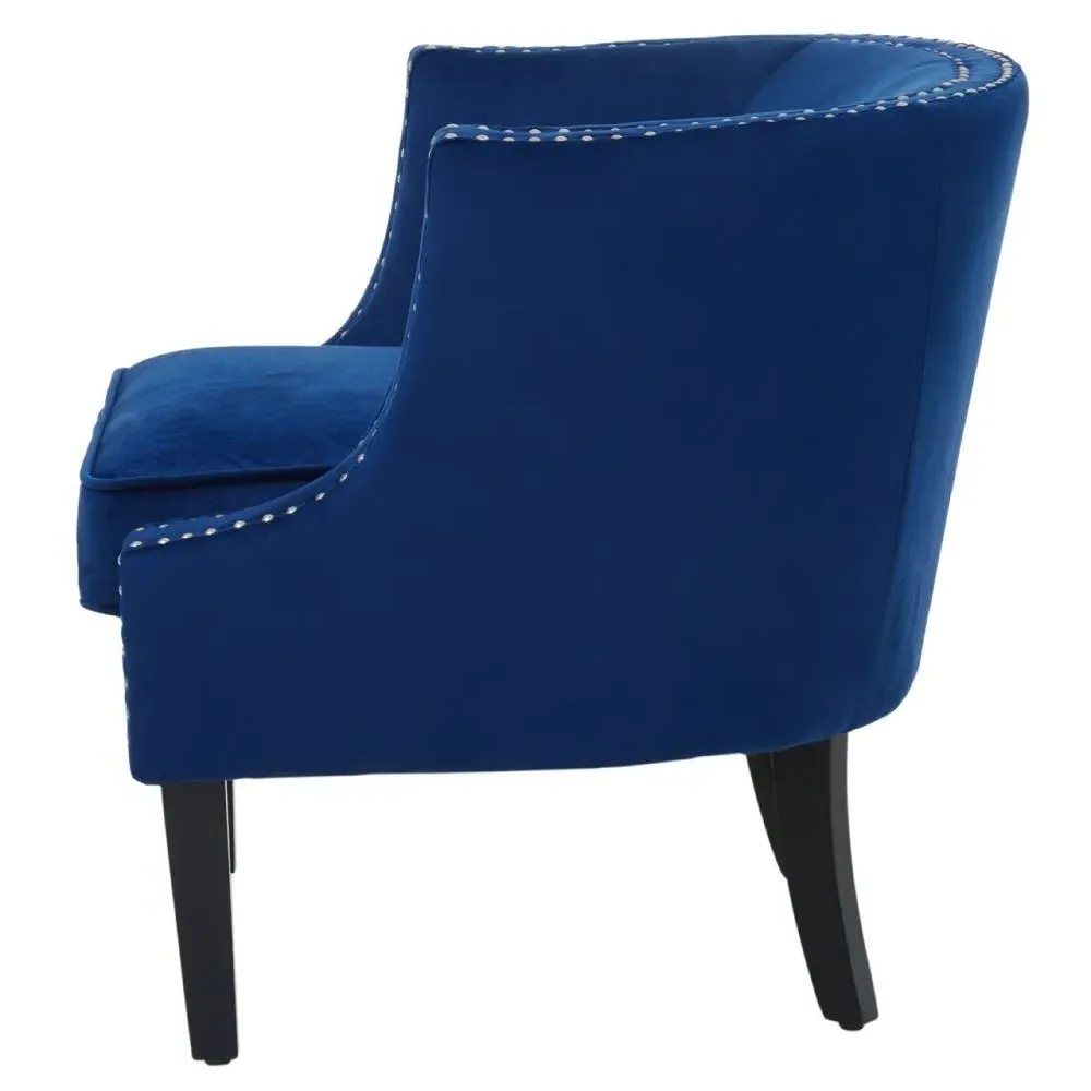 Larissa Studded Accent Chair - Blue, Velvet