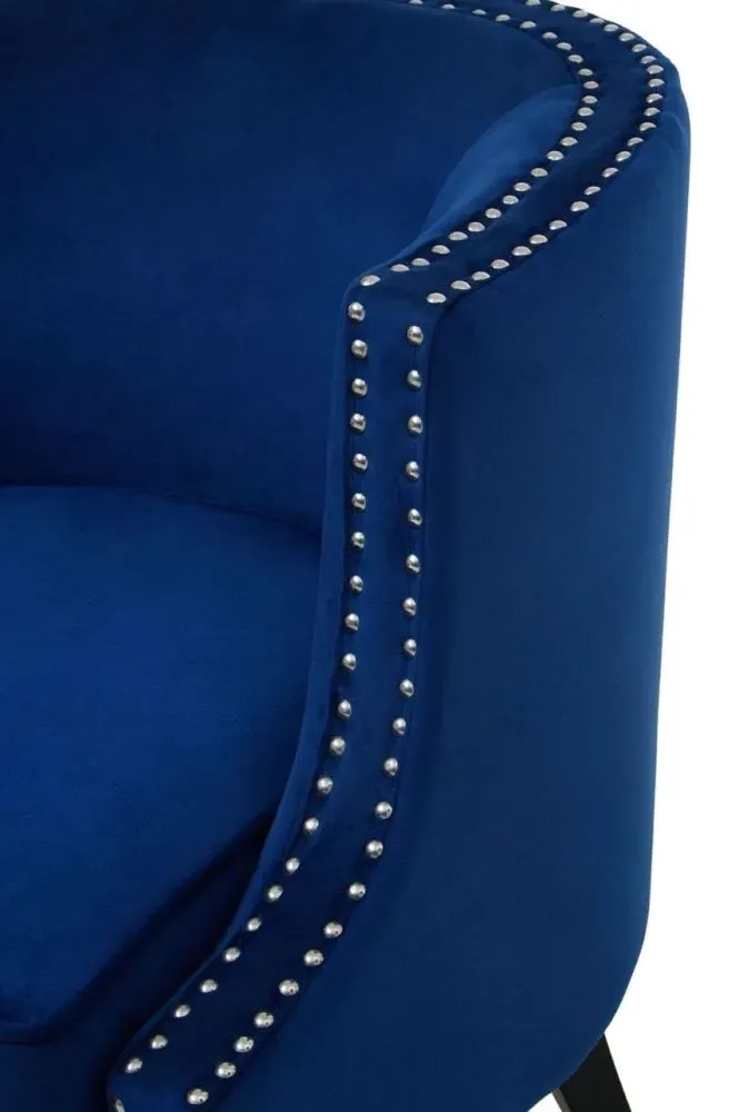 Larissa Studded Accent Chair - Blue, Velvet