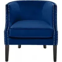 Larissa Studded Accent Chair - Blue, Velvet