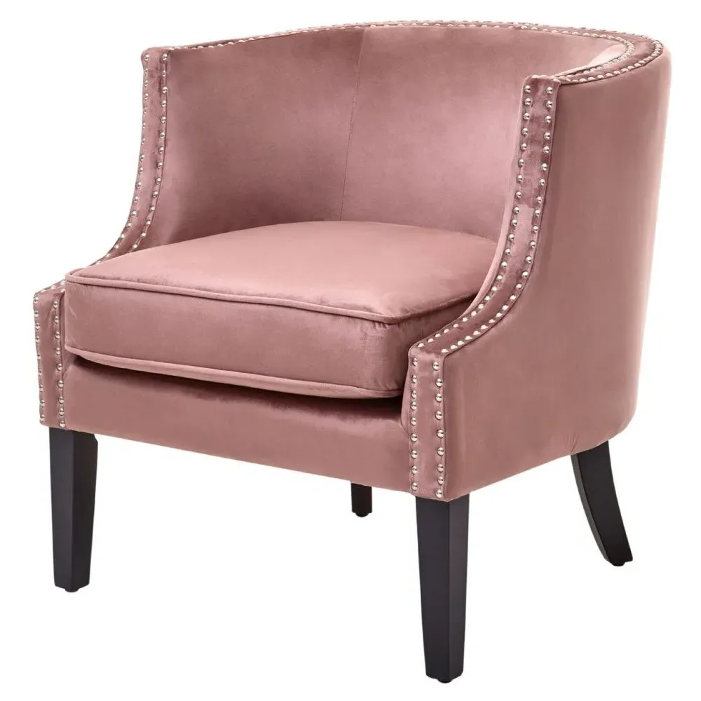 Larissa Studded Accent Chair - Pink, Velvet