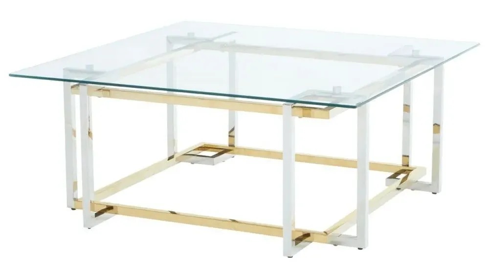 Layne Glass Coffee Table with Chrome Base - Silver