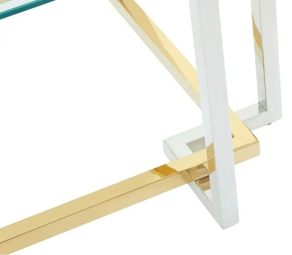 Layne Glass Coffee Table with Chrome Base - Silver