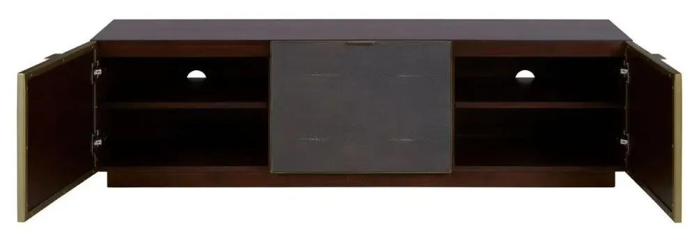 Madsen 160cm TV Unit with Metallic Trim - Walnut, Shagreen