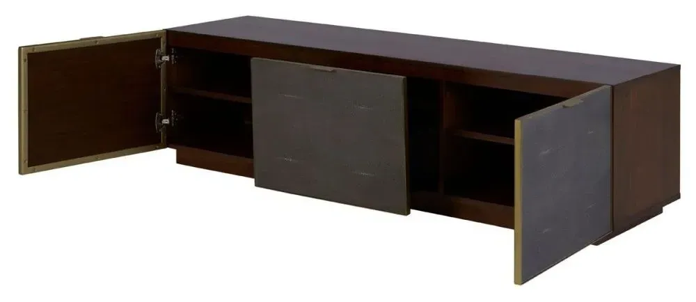 Madsen 160cm TV Unit with Metallic Trim - Walnut, Shagreen