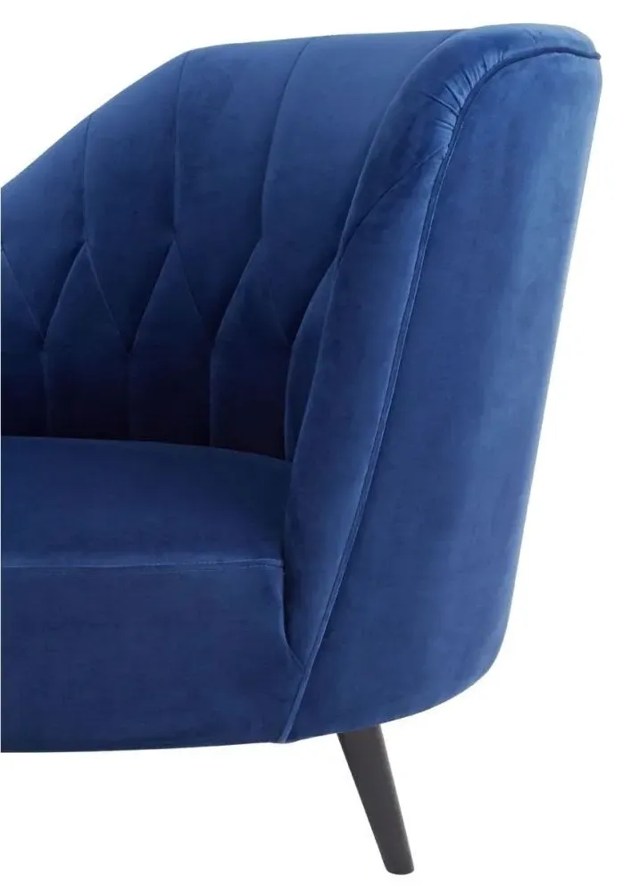 Malena Lounge Chaise - Midnight Blue, Velvet