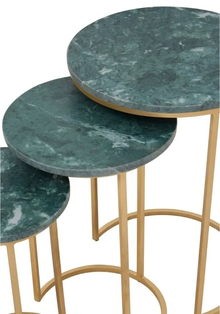 Mandoli Nest of 3 Tables - Green, Marble