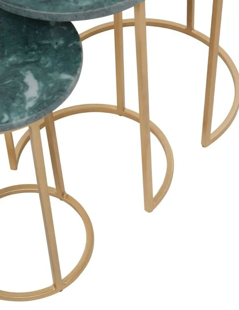 Mandoli Nest of 3 Tables - Green, Marble