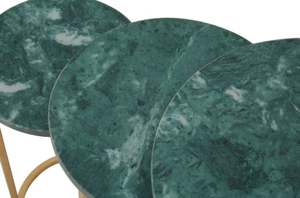 Mandoli Nest of 3 Tables - Green, Marble