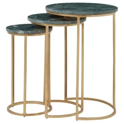 Mandoli Nest of 3 Tables - Green, Marble image