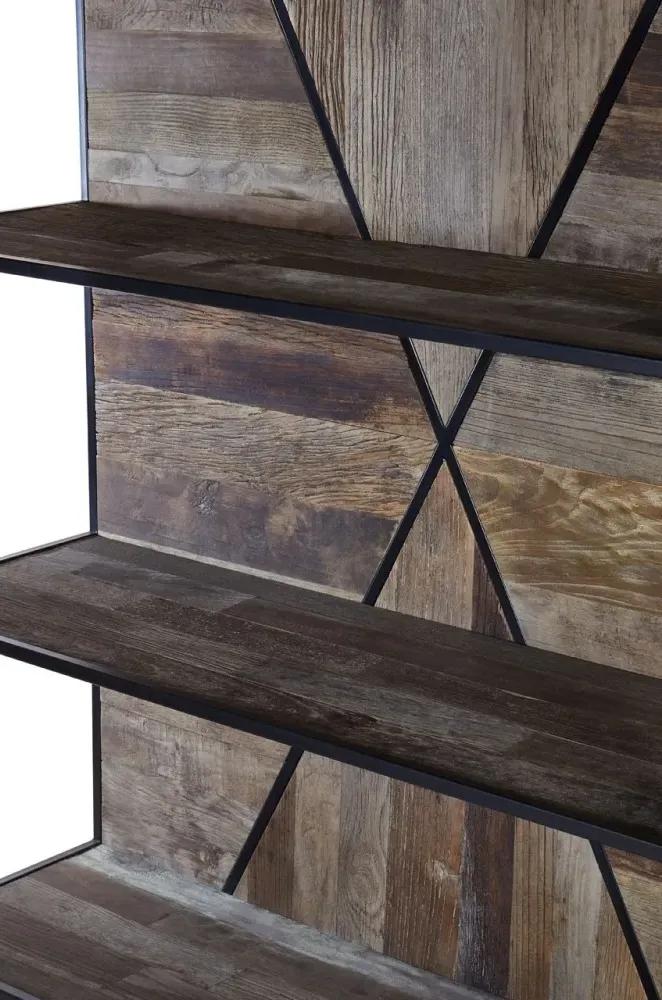 Midas Elm Wood Shelving Unit - Brown