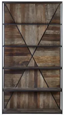 Midas Elm Wood Shelving Unit - Brown image