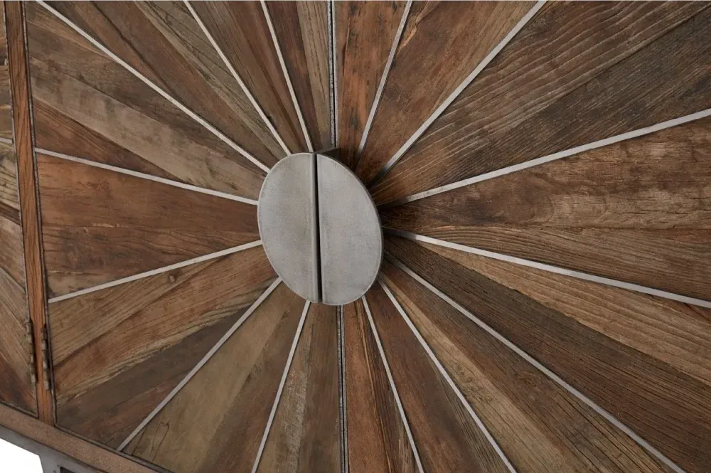 Midas Industrial 4 Door Extra Large Sideboard - Brown, Elm Wood