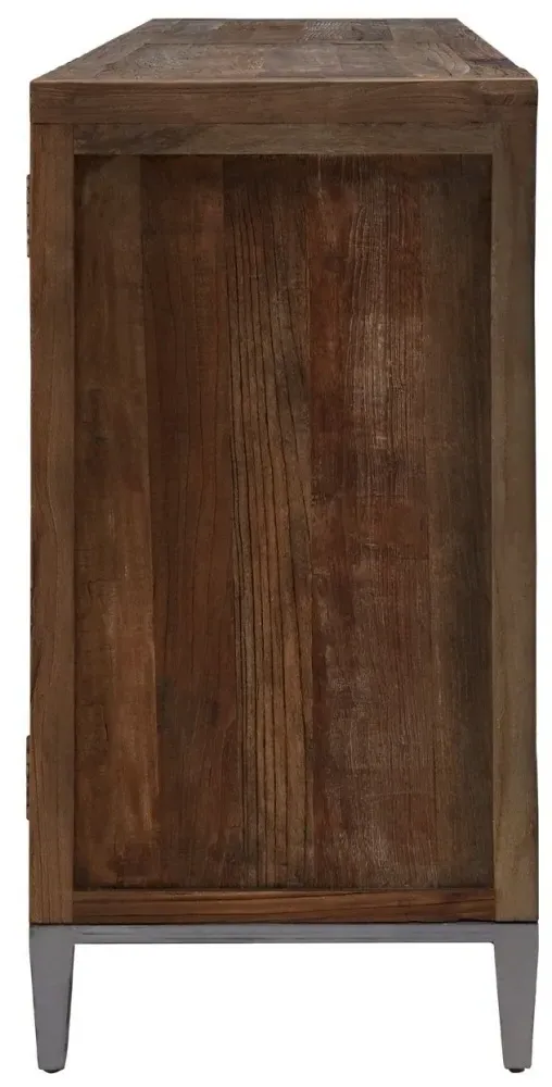 Midas Industrial 4 Door Extra Large Sideboard - Brown, Elm Wood