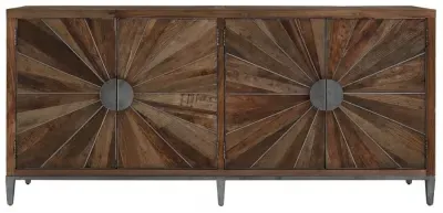 Midas Industrial 4 Door Extra Large Sideboard - Brown, Elm Wood