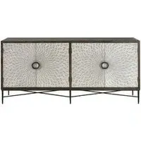 Milan Starburst 4 Door Extra Large Sideboard - Grey, Elm Wood