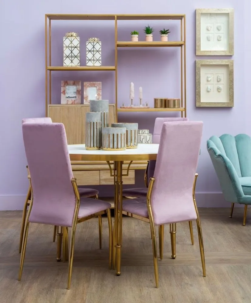 Modica 4 Seater Dining Table - White, Concrete