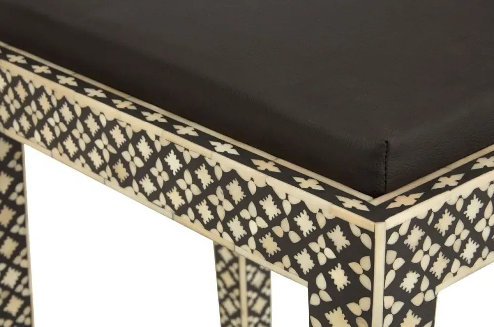 Mother of Pearl Stool - Black, Cream