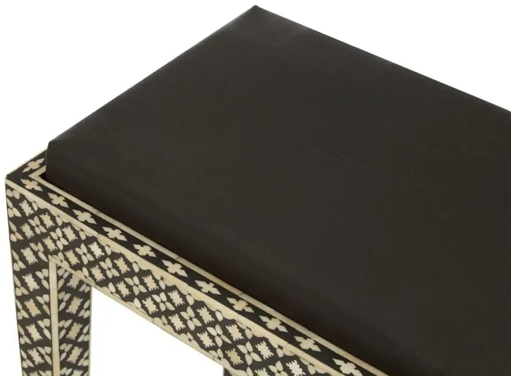 Mother of Pearl Stool - Black, Cream