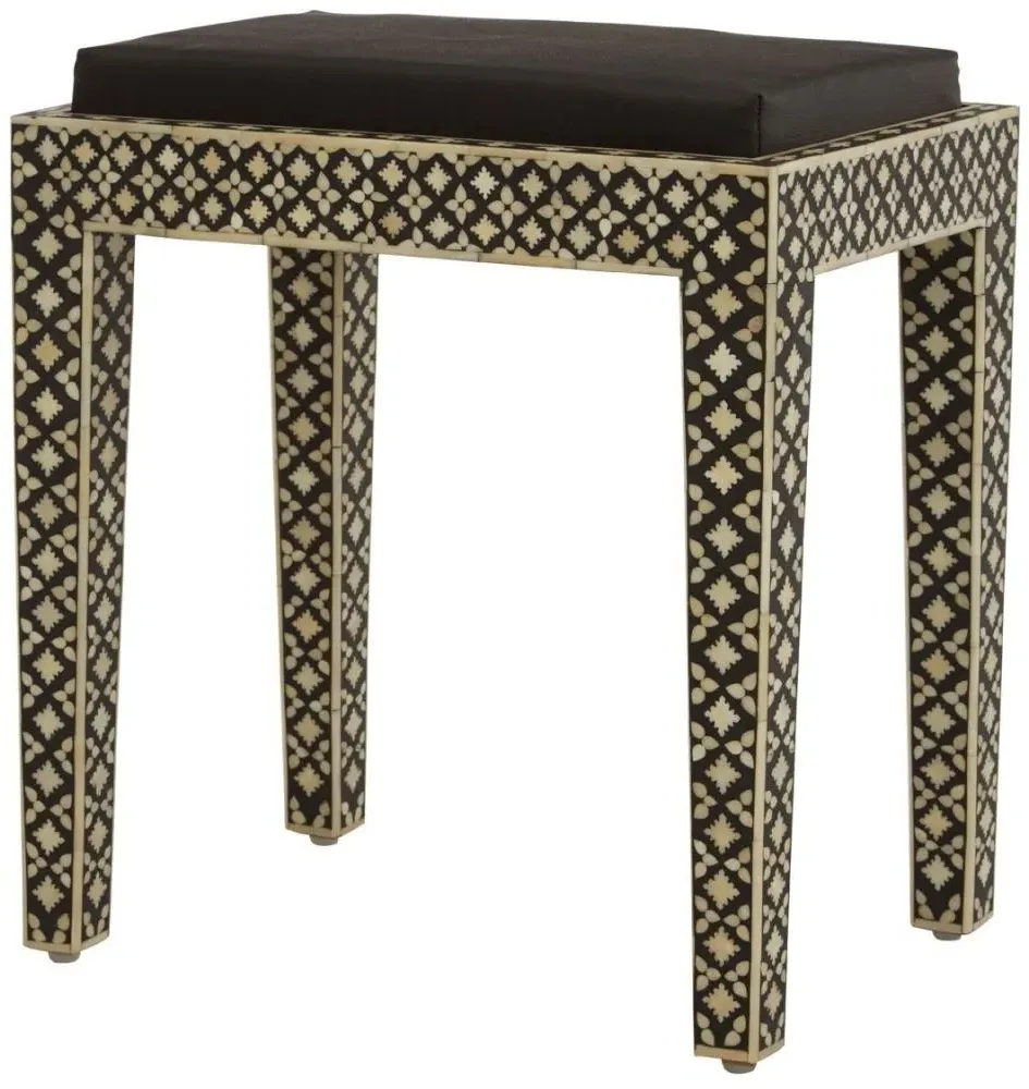 Mother of Pearl Stool - Black, Cream