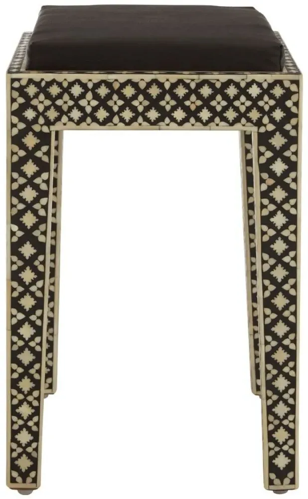 Mother of Pearl Stool - Black, Cream