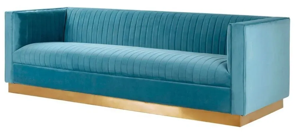 Opal 3-Seater Sofa - Light Blue, Velvet