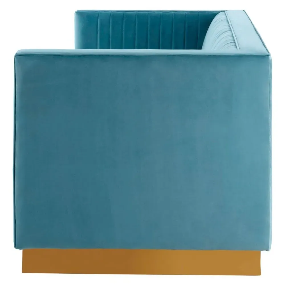 Opal 3-Seater Sofa - Light Blue, Velvet