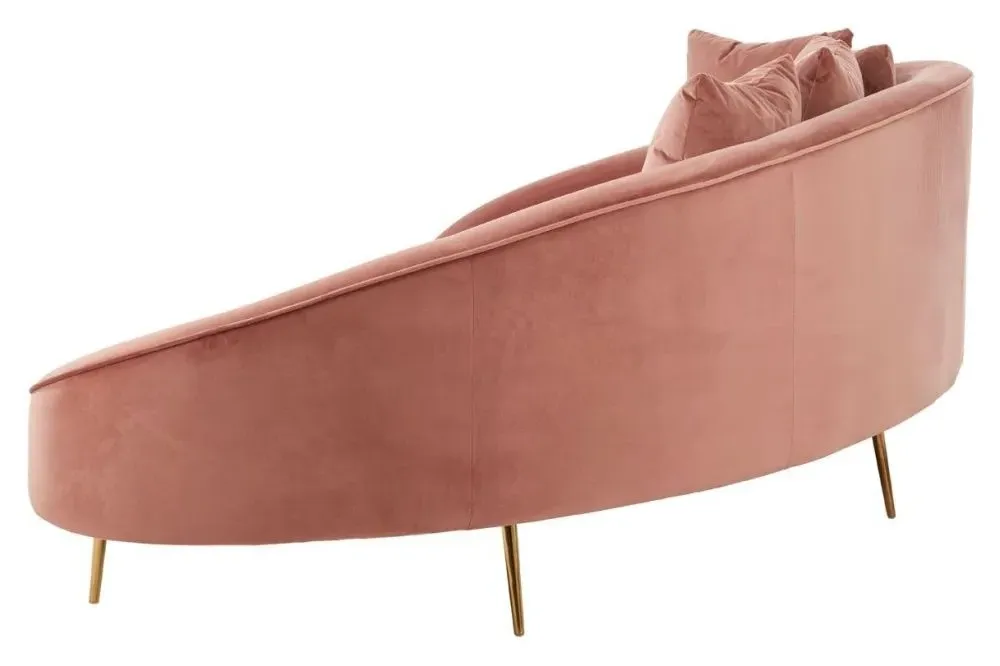 Osdin 4-Seater Sofa with Curved Backrest - Salmon Pink, Velvet