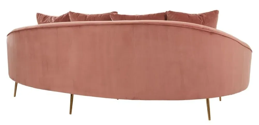 Osdin 4-Seater Sofa with Curved Backrest - Salmon Pink, Velvet