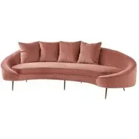 Osdin 4-Seater Sofa with Curved Backrest - Salmon Pink, Velvet
