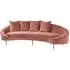 Osdin 4-Seater Sofa with Curved Backrest - Salmon Pink, Velvet