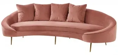 Osdin 4-Seater Sofa with Curved Backrest - Salmon Pink, Velvet image