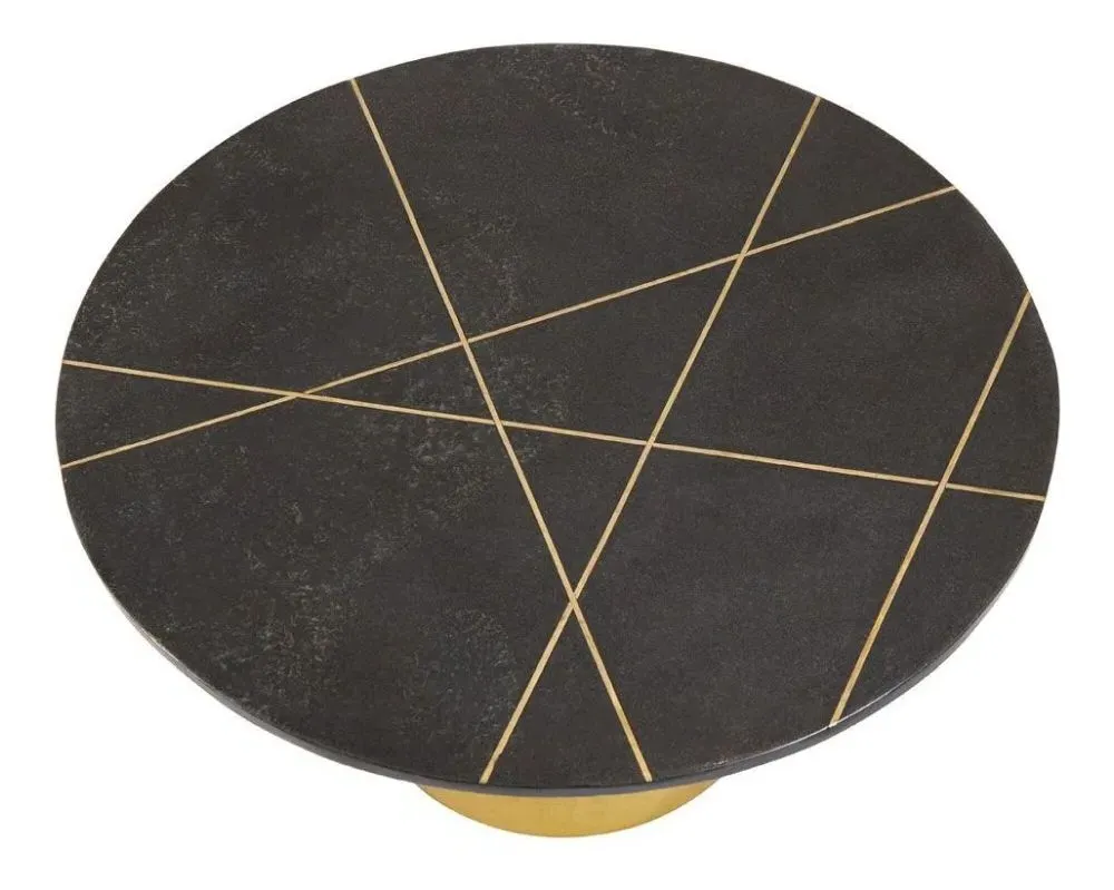 Rabia Round Coffee Table - Black, Marble