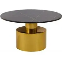 Rabia Round Coffee Table - Black, Marble