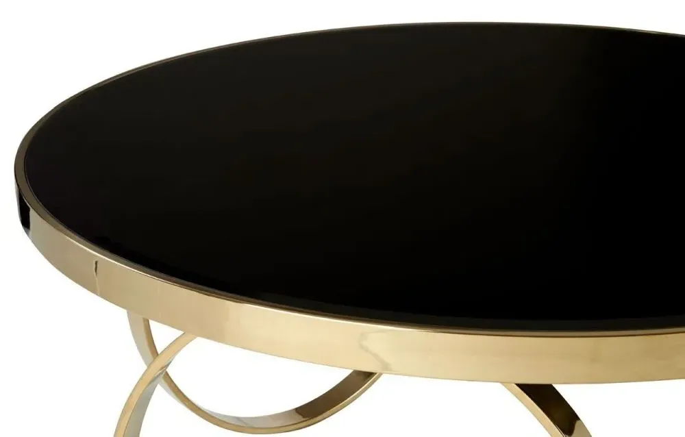 Ragusa Large Round Coffee Table with Ring Base - Black, Glass