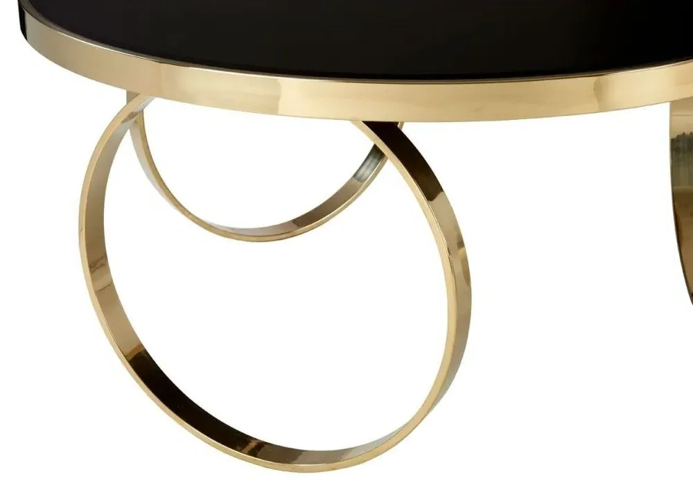 Ragusa Large Round Coffee Table with Ring Base - Black, Glass