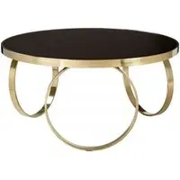 Ragusa Large Round Coffee Table with Ring Base - Black, Glass