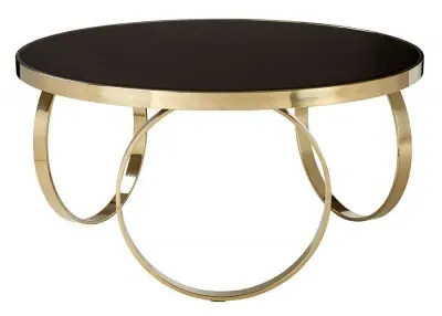 Ragusa Large Round Coffee Table with Ring Base - Black, Glass