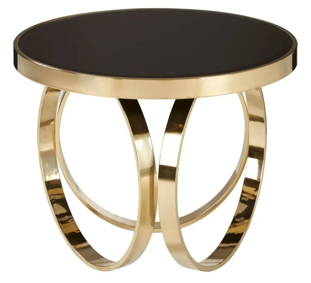 Ragusa Round Coffee Table with Ring Base - Black, Glass