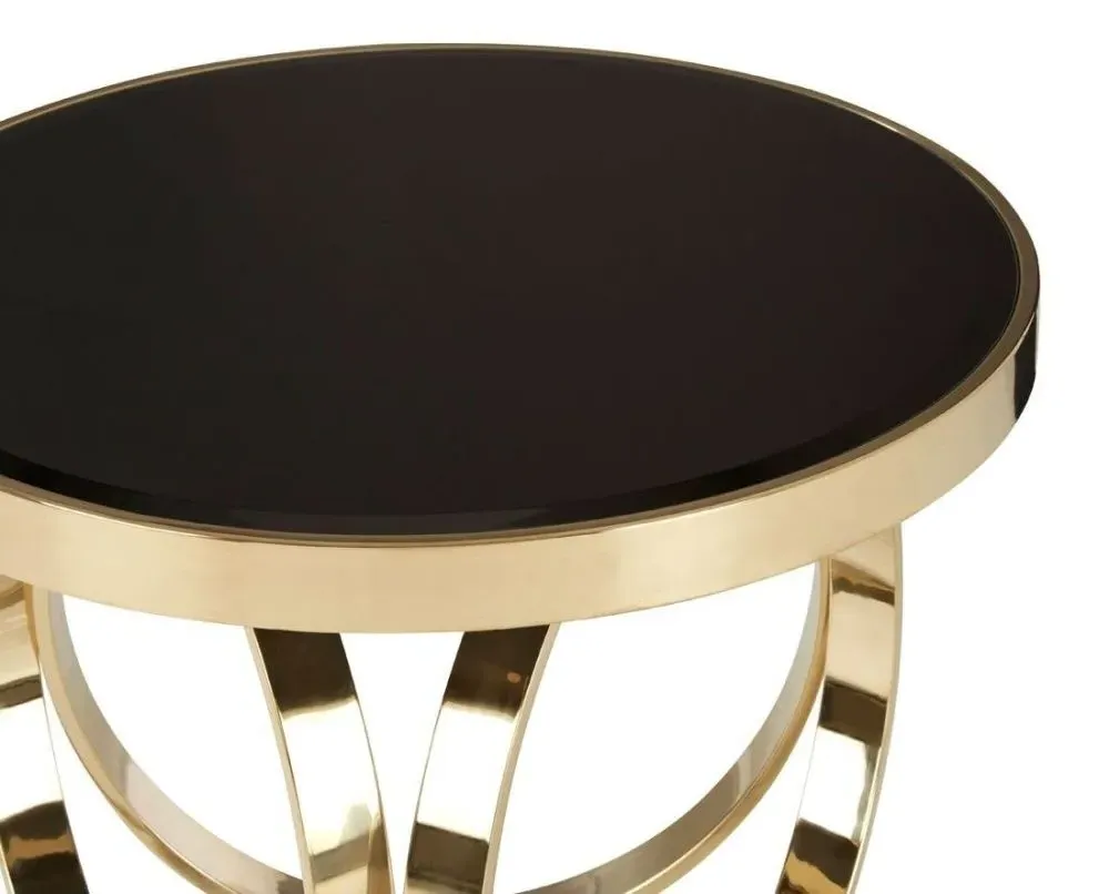 Ragusa Round Coffee Table with Ring Base - Black, Glass