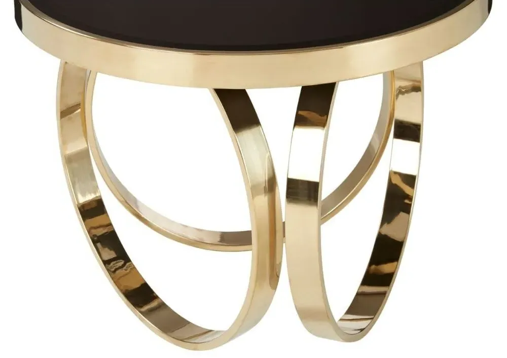 Ragusa Round Coffee Table with Ring Base - Black, Glass