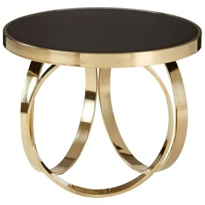 Ragusa Round Coffee Table with Ring Base - Black, Glass image