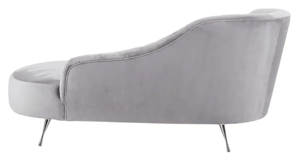 Rene Right Arm Lounge Chaise - Grey, Velvet